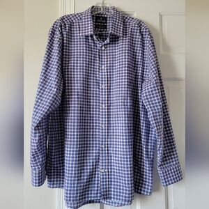 Stafford Men's Blue Plaid Dress Shirt
